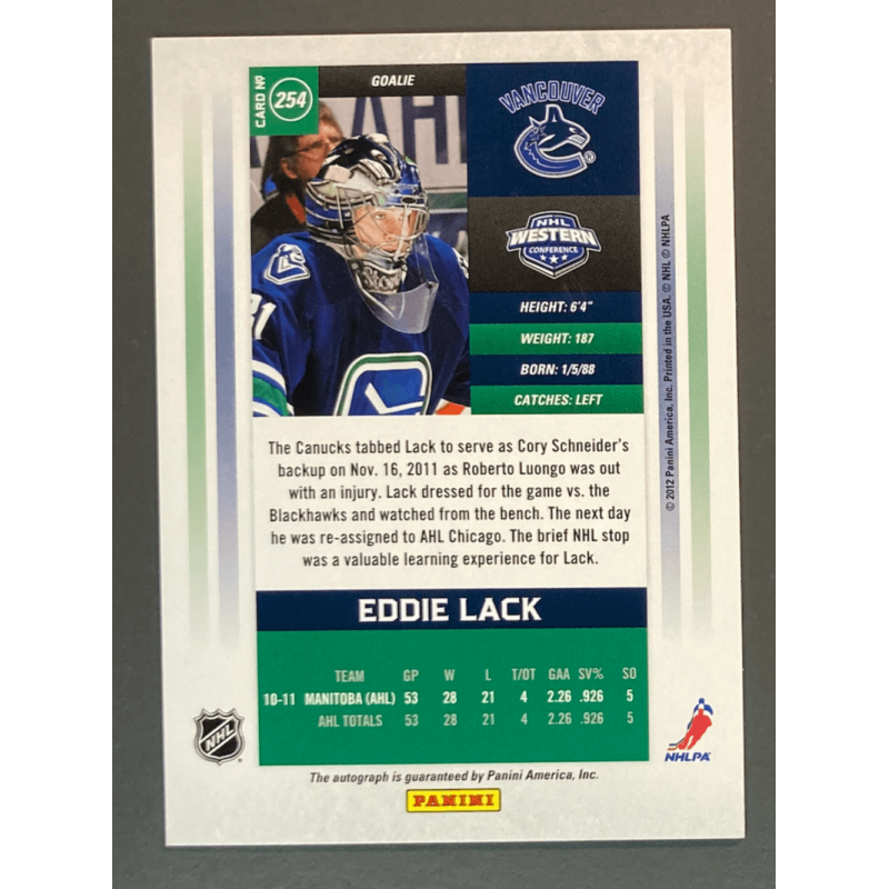 EDDIE LACK 2011-12 CONTENDERS ROOKIE AUTOGRAPH 040/800