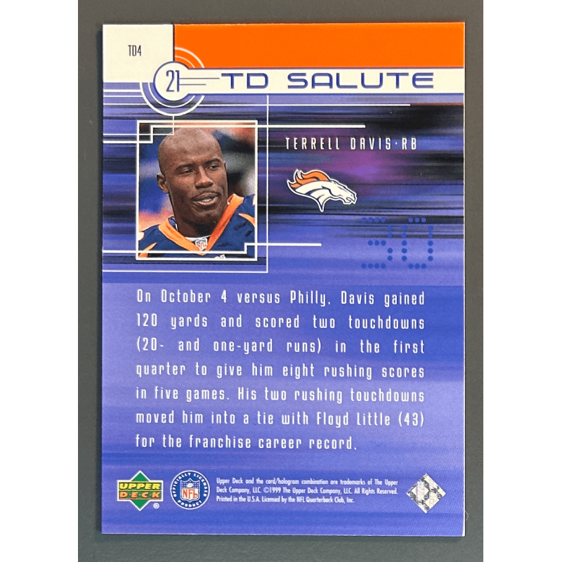 TERRELL DAVIS 1999 Upper Deck 21 TD Salute - TD4