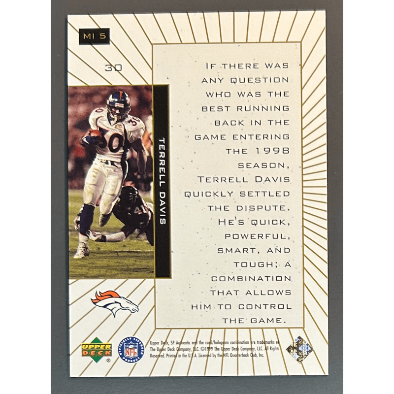 TERRELL DAVIS 1999 SP Authentic Maximum Impact - MI5