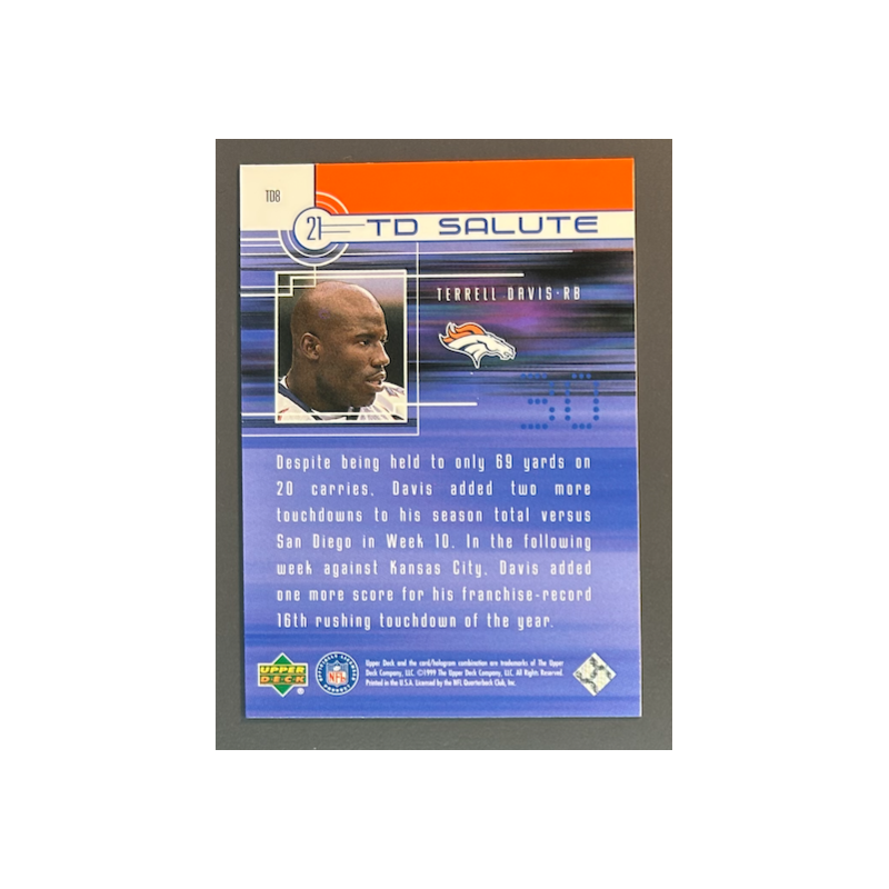 TERRELL DAVIS 1999 Upper Deck 21 TD Salute - TD8