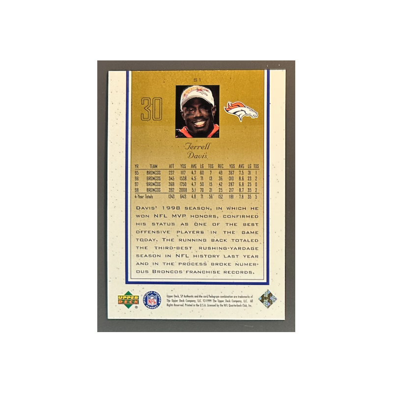 TERRELL DAVIS 1999 SP Authentic Supremacy - S1