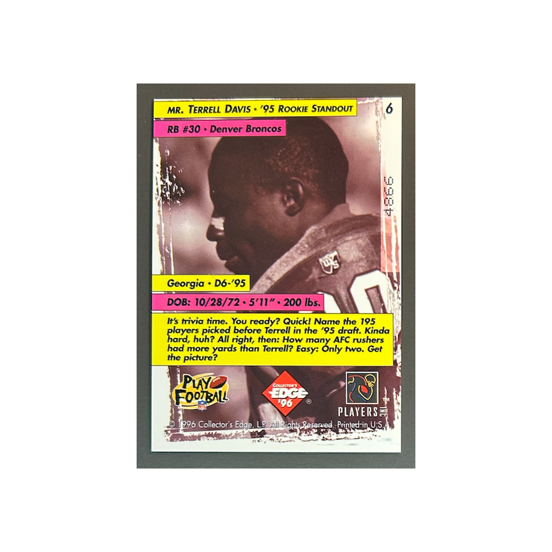 TERRELL DAVIS 1996 Collector's Edge Too Cool - 6
