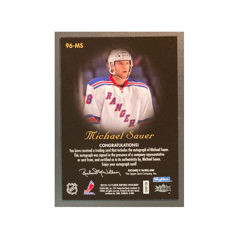 MICHAEL SAUER 2012-13 FLEER RETRO AUTOGRAPHics