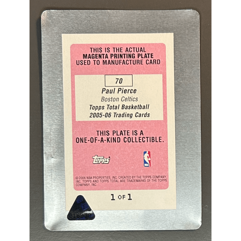PAUL PIERCE 2005-06 Topps Total veso 70 Printing Plate magenta 1/1