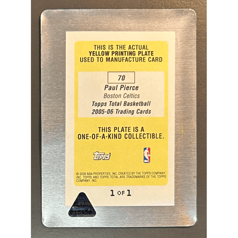 PAUL PIERCE 2005-06 Topps Total Printing Plate Yellow 1/1