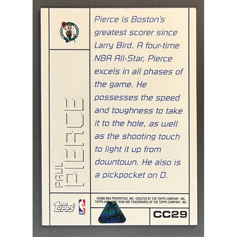 PAUL PIERCE 2005-06 Topps First Row center court printing plate black 1/1