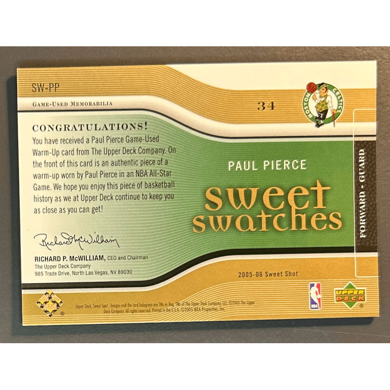Paul Pierce 2005-06 Sweet Shot Sweet Swatches Gold jersey 31/50