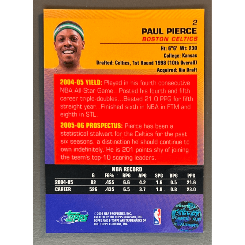PAUL PIERCE 2005-06 eTopps /527