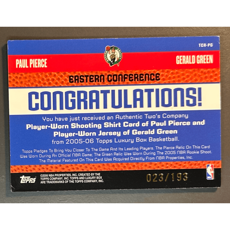 PIERCE / GREEN 2005-06 Topps Luxury Box Two's Dual jersey 023/193