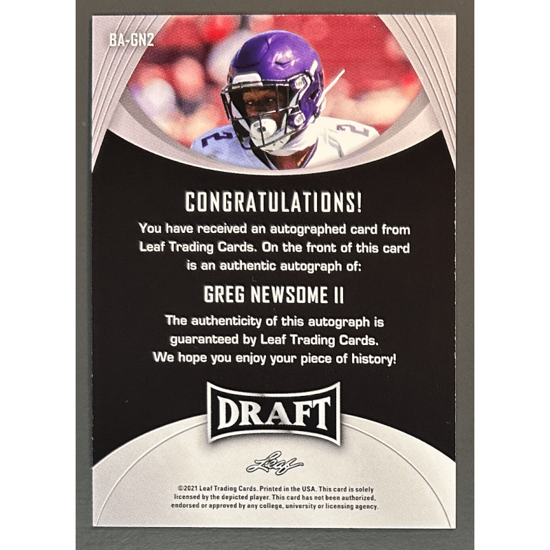 Greg Newsome 2021 Leaf rookie autograph