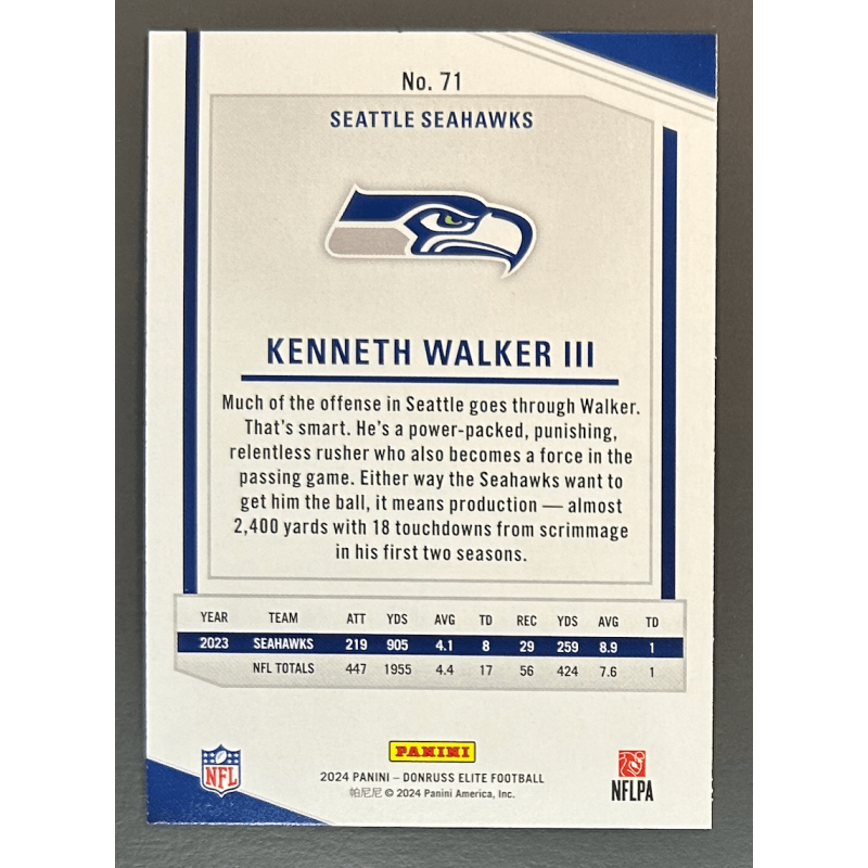 Kenneth Walker III 2024 Donruss Elite - 71