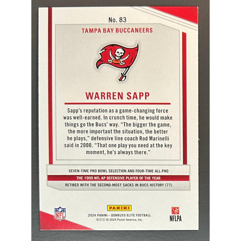 Warren Sapp 2024 Donruss Elite - 83