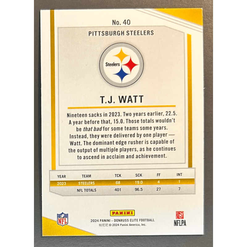 T.J Watt 2024 Donruss Elite - 40