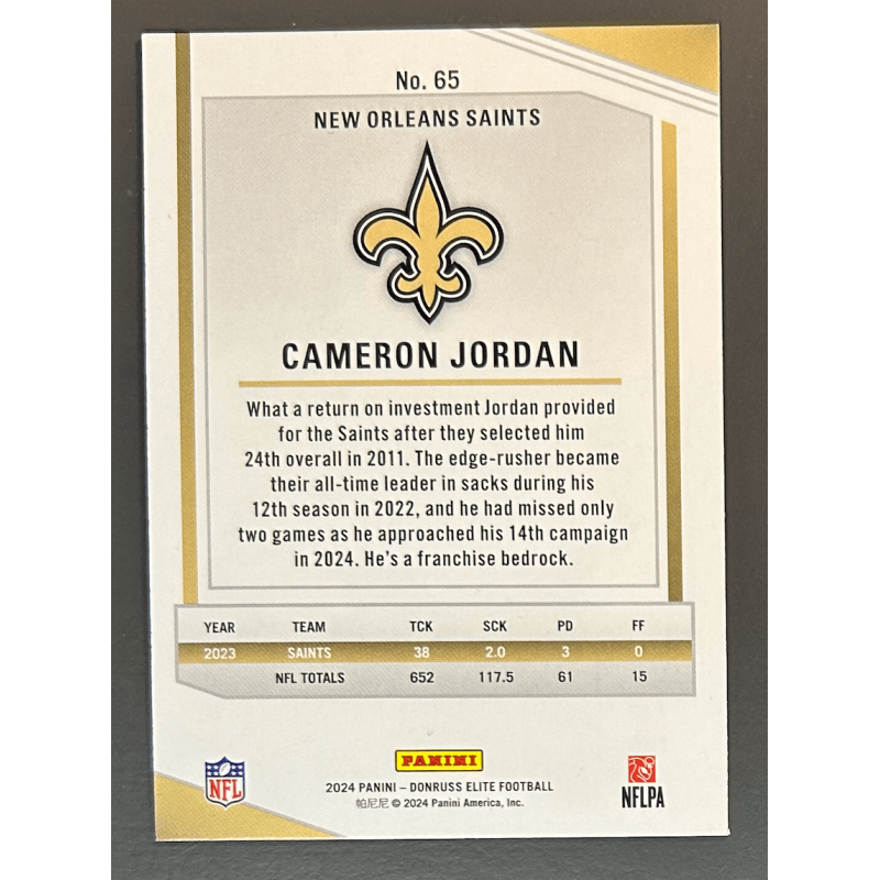 Cameron Jordan 2024 Donruss Elite green disco - 65