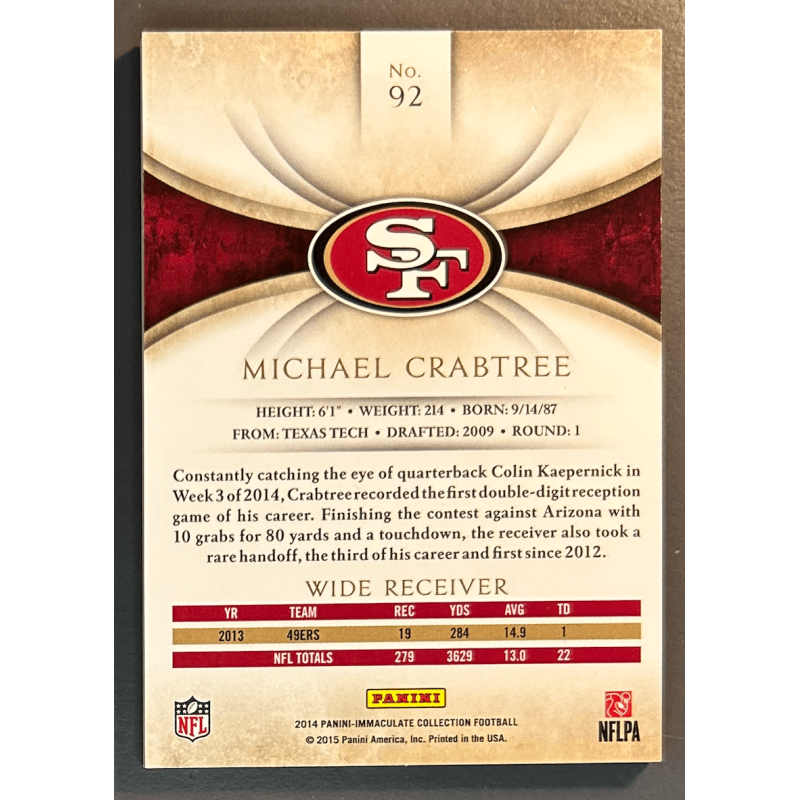Michael Crabtree 2014 Panini Immaculate 52/99