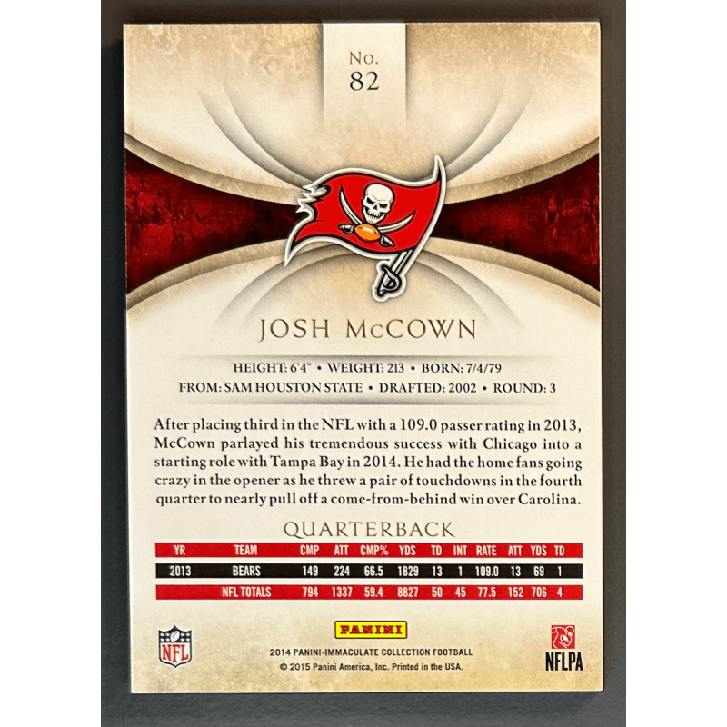 Josh McCown 2014 Panini Immaculate 34/99