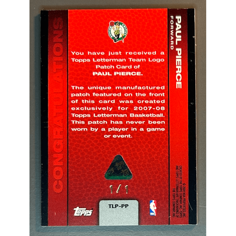 PAUL PIERCE 2007 TOPPS TEAM LOGO SUPER-FRACTOR 1/1