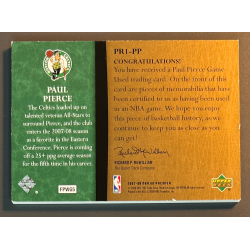 PAUL PIERCE 2007 UD PREMIER PATCH DUAL JERSEY 1/1