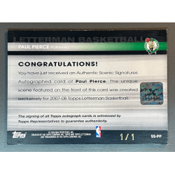 PAUL PIERCE 2008 TOPPS LETTERMAN AUTO SUPERFRACTOR 1/1