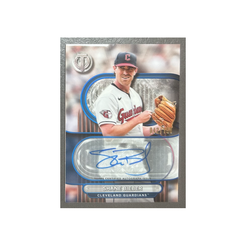 Shane Bieber 2024 Topps Tribute Autograph blue 042/150