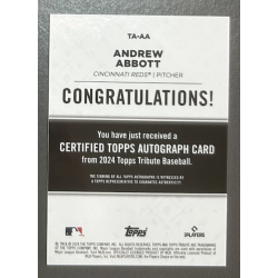 Andrew Abbott 2024 Topps Tribute rookie autograph 67/75