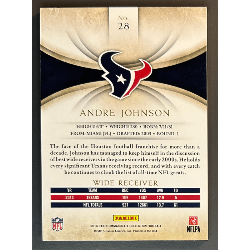 Andre Johnson 2014 Panini Immaculate 10/99