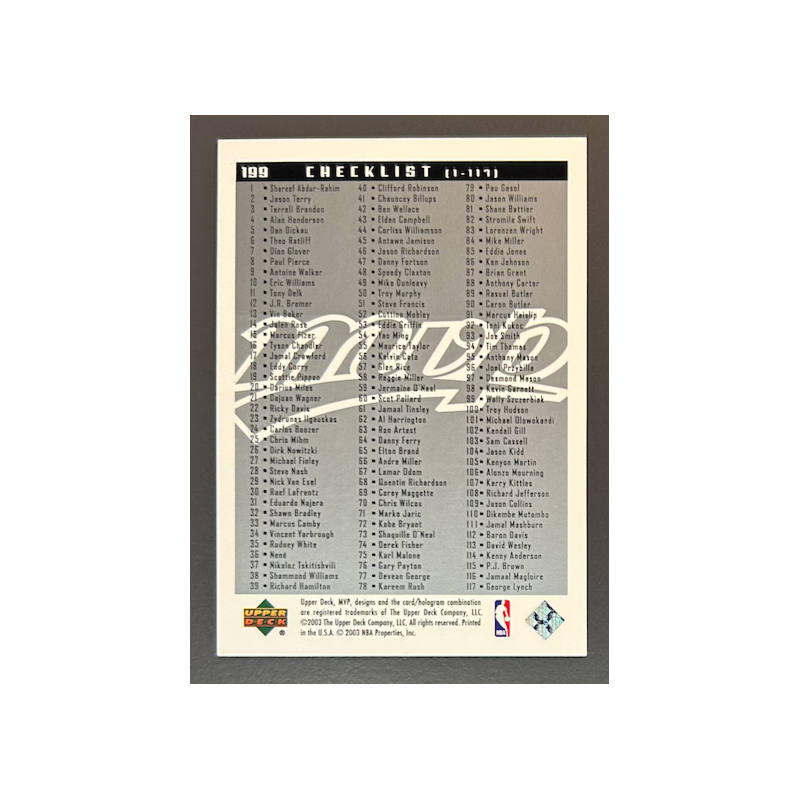 MICHAEL JORDAN 2003-04 Upper Deck MVP Silver Checklist - 199
