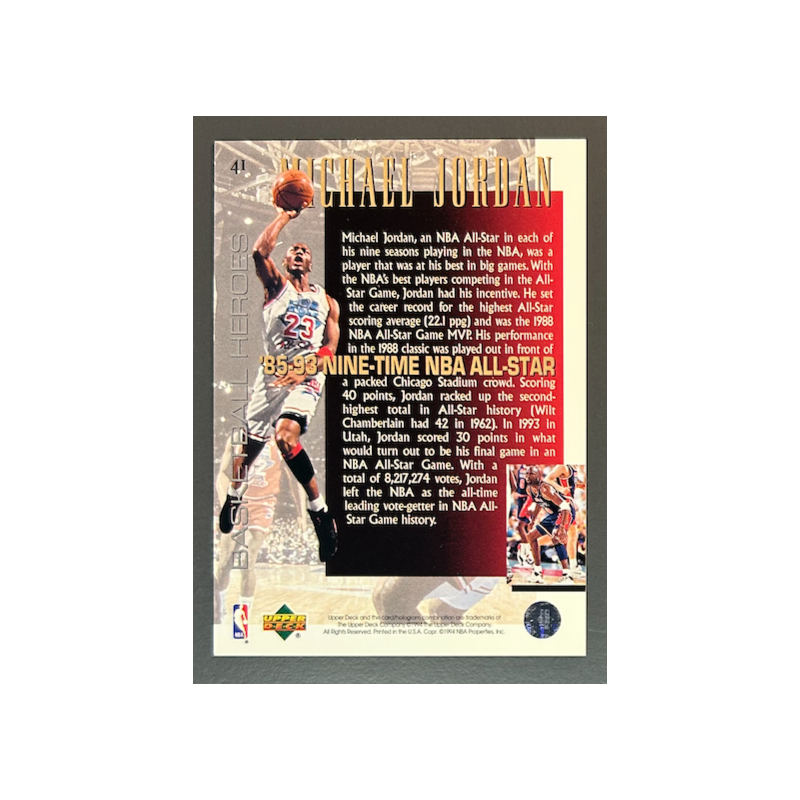 MICHAEL JORDAN 1994-95 Upper Deck Jordan Heroes 85-93 9-Time AS