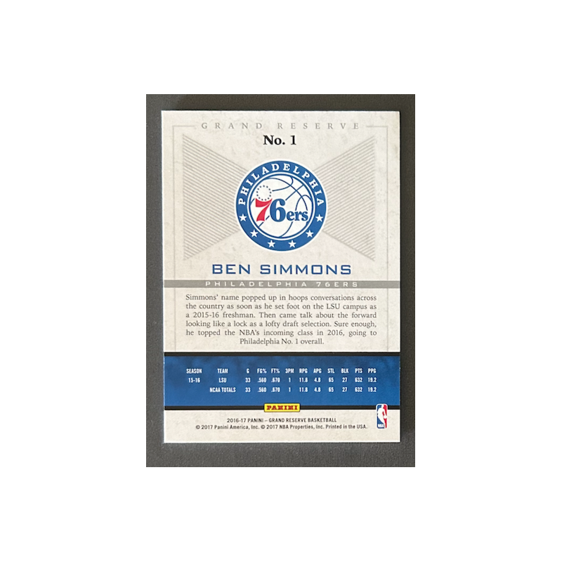 BEN SIMMONS 2016-17 Panini Grand Reserve rookie