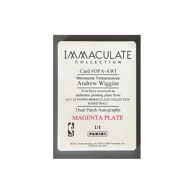 ANDREW WIGGINS 2015-16 Immaculate Premium Printing Plates 1/1