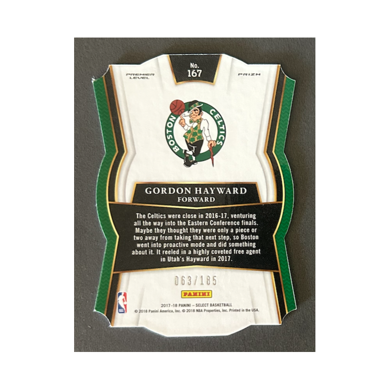 GORDON HAYWARD 2017-18 Select Prizm Die Cut Light Blue 063/185