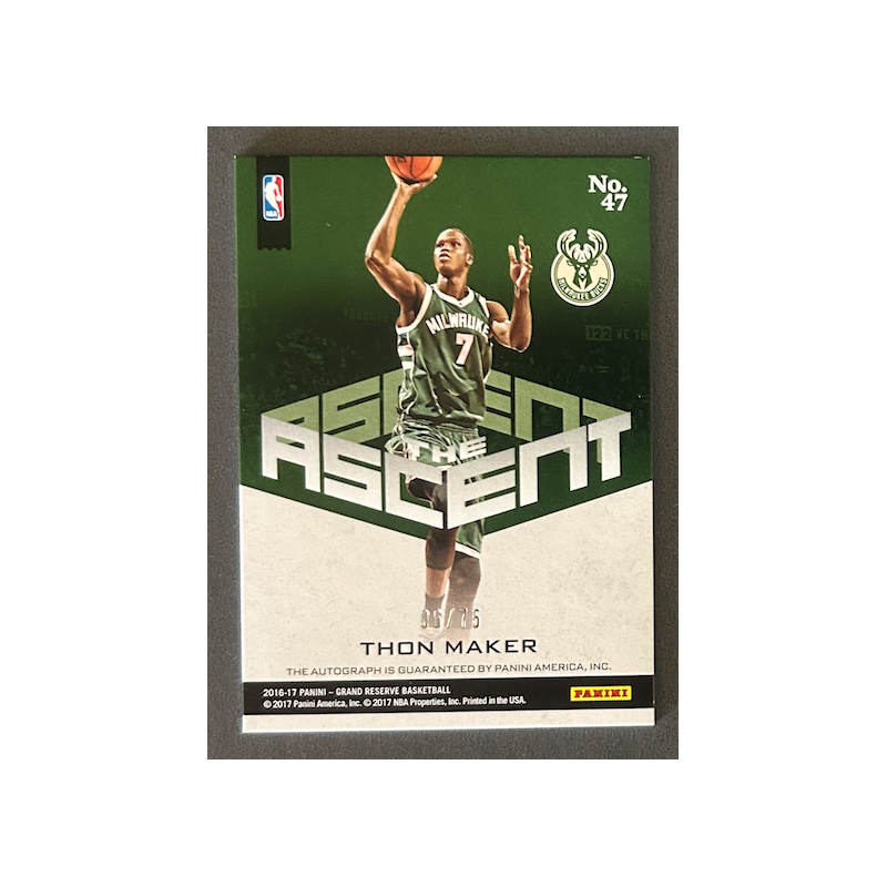 THON MAKER 2016-17 Panini Grand Reserve The Ascent Autograph 06/75
