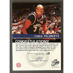 CHARLIE VILLANUEVA 2005 Press Pass Autograph Silver 136/200