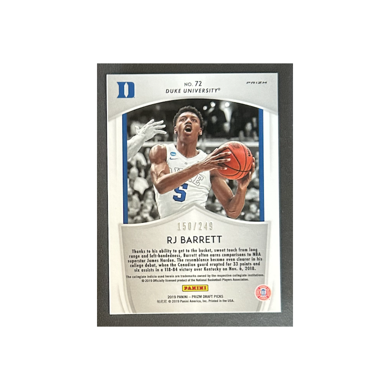 RJ BARRETT 2019-20 Panini Prizm Draft Picks Prizm Green and Yellow