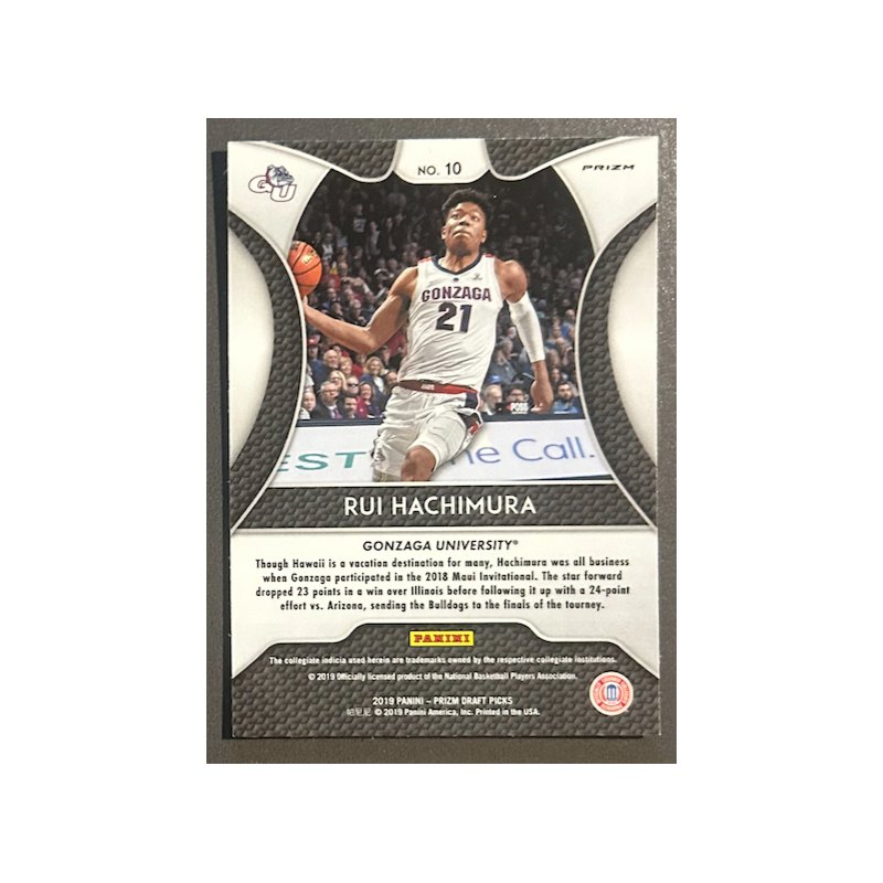 RUI HACHIMURA 2019-20 Panini Prizm Draft Picks Purple prizm rookie