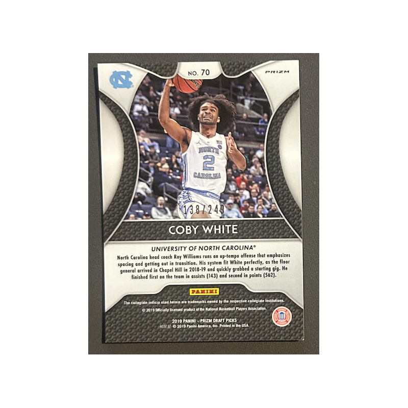 COBY WHITE 2019-20 Panini Prizm Draft Picks Green and Yellow rookie