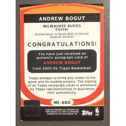 ANDREW BOGUT 2005-06 Topps Marks of Excellence Autograph