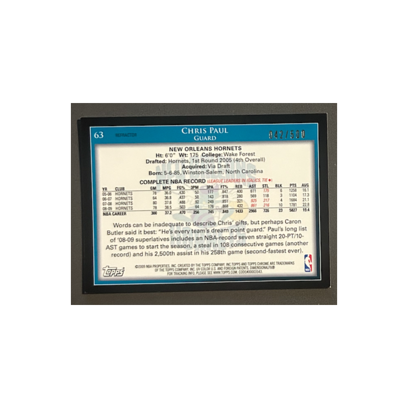 CHRIS PAUL 2009-10 Topps Chrome Refractor 042/500