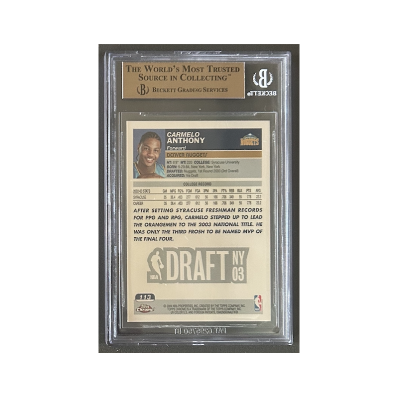 CARMELO ANTHONY 2003-04 topps chrome Rookie BGS 9.5