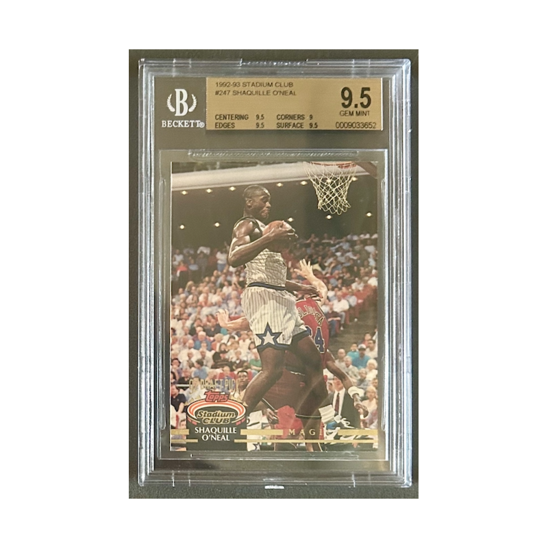SHAQUILLE O'NEAL 1992-93 TOPPS STADIUM CLUB Rookie BGS 9.5