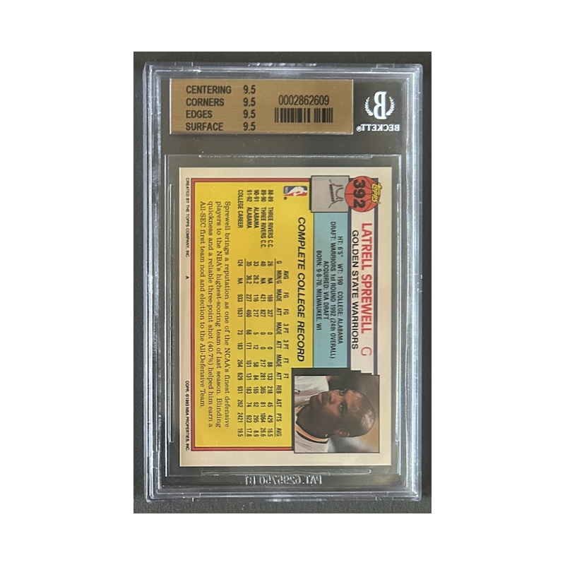 LATRELL SPREWELL 1992-93 topps Rookie BGS 9.5