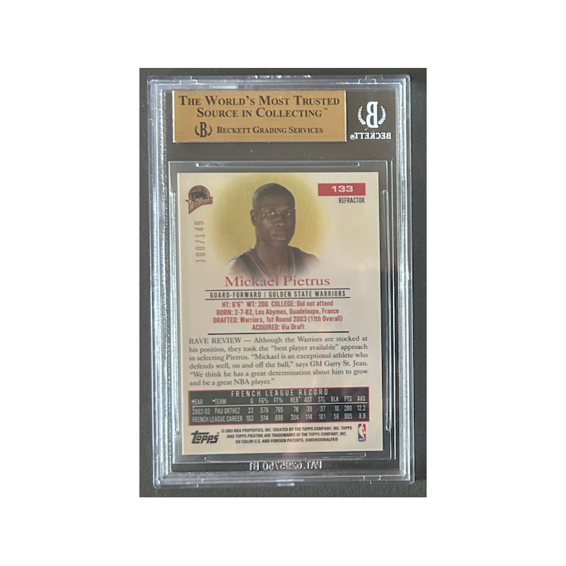 MICKAEL PIETRUS 2003-04 TOPPS PRISTINE REFRACTOR R BGS 9.5