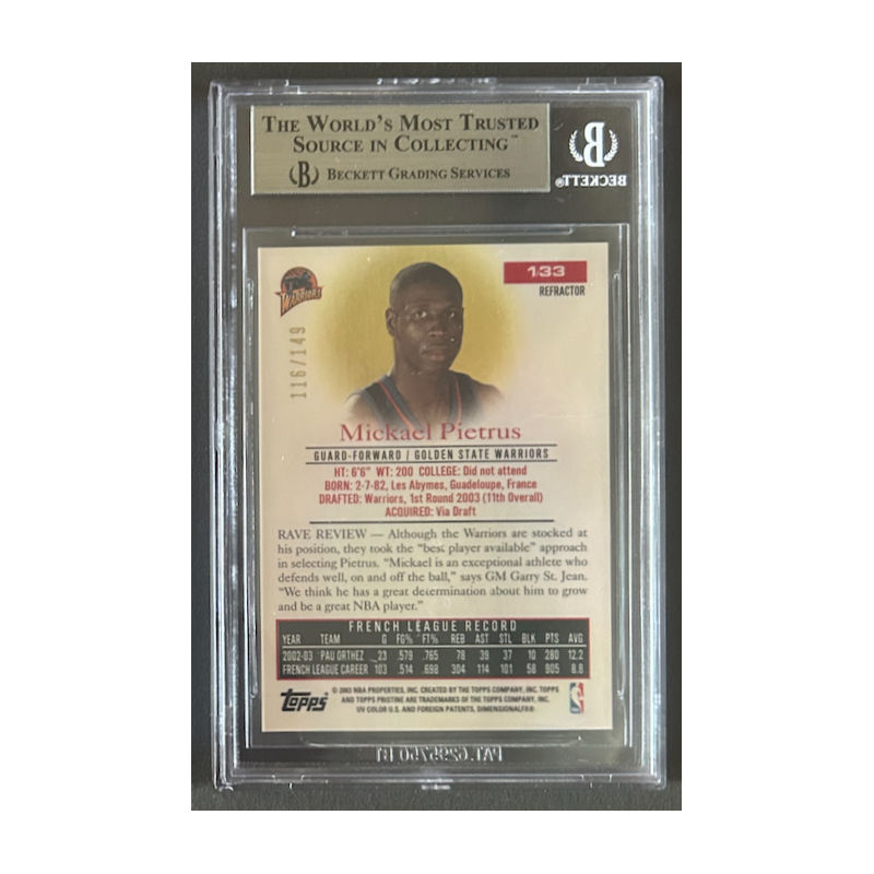 MICKAEL PIETRUS 2003-04 TOPPS PRISTINE REFRACTOR R BGS 9