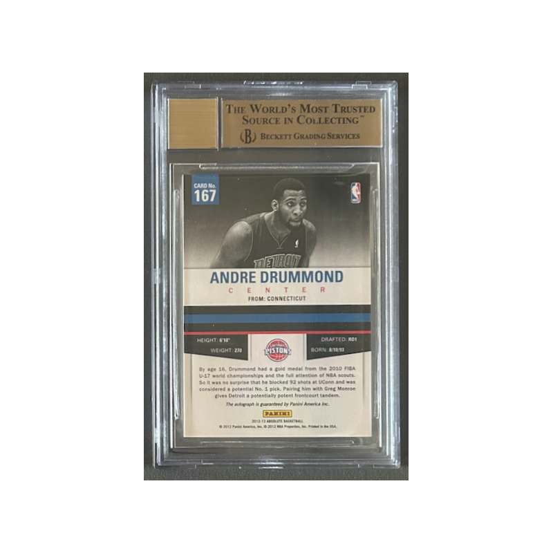 ANDRE DRUMMOND 2012-13 ABSOLUTE rookie Auto /199 BGS 9.5