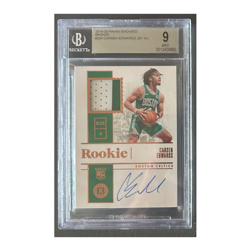 CARSEN EDWARDS 2019-20 PANINI ENCASED Rc JERSEY AUTO BGS 9
