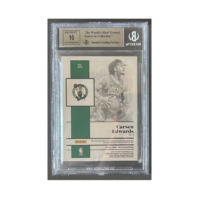CARSEN EDWARDS 2019-20 PANINI ENCASED Rc JERSEY AUTO BGS 9