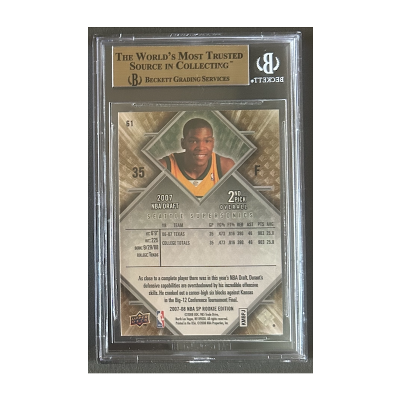KEVIN DURANT 2007-08 SP ROOKIE EDITION Rookie BGS 9.5