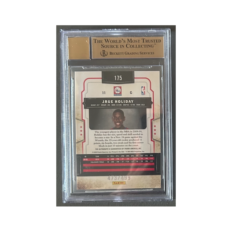 JRUE HOLIDAY 2009-10 Panini CLASSICS Rookie AUTO 473/499 BGS 9.5