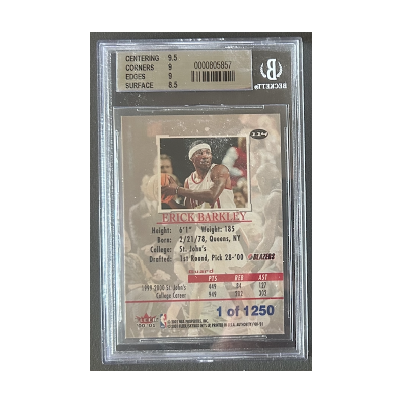 ERICK BARKLEY 2000-01 FLEER AUTHORITY rookie 1/1250 BGS 9