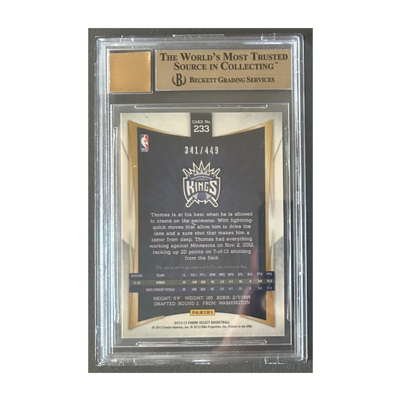 ISAIAH THOMAS 2012-13 Panini SELECT AUTO 341/449 BGS 9.5